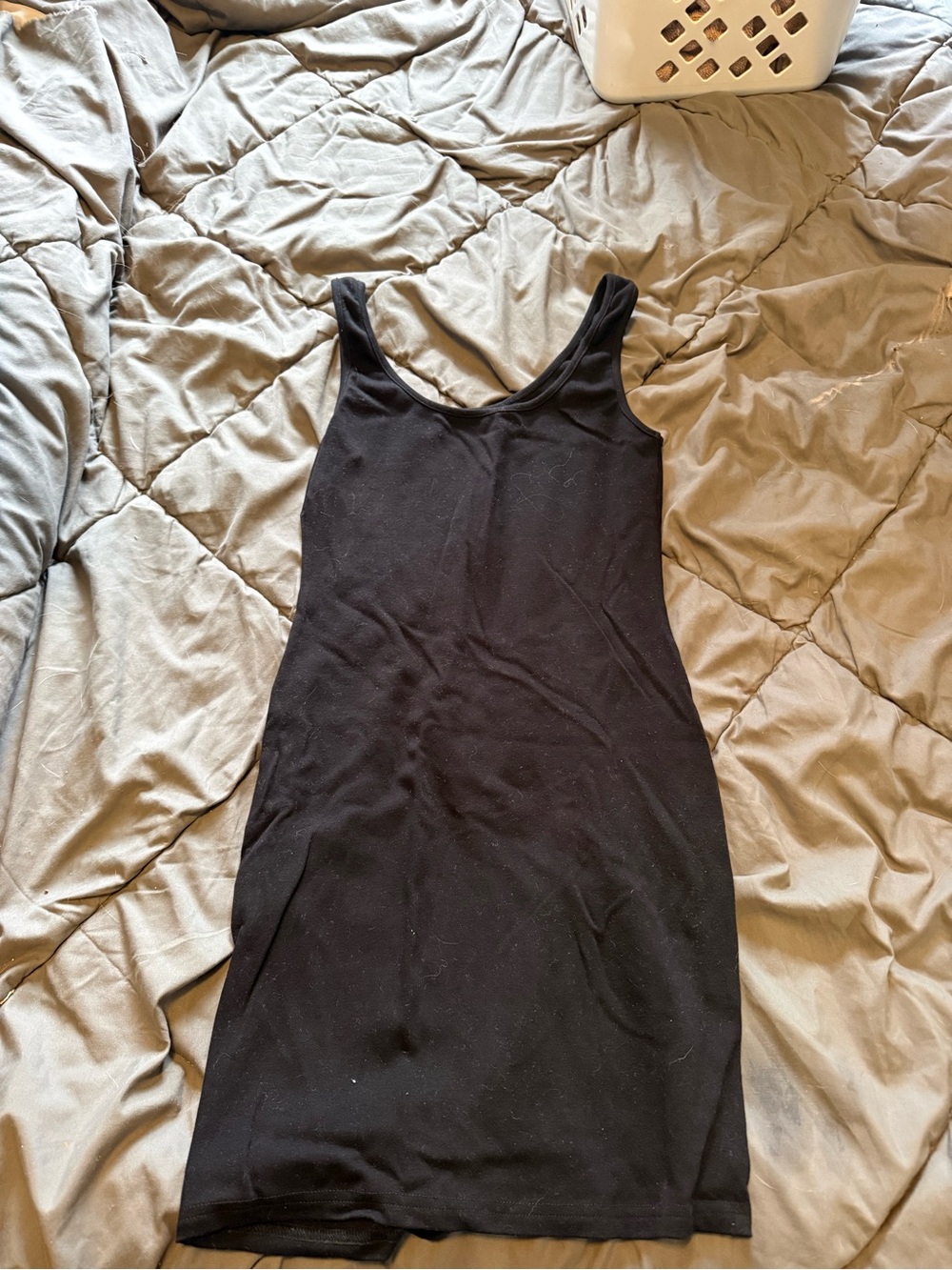 SHEIN Black Ribbed Tank Mini Dress